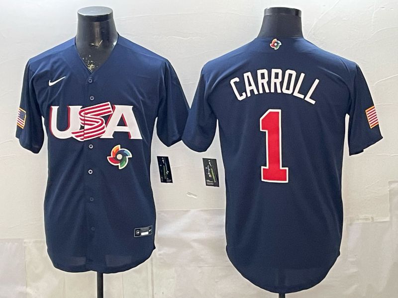 Men 2026 World Cub USA #1 Carroll Blue Nike MLB Jersey style 05->more jerseys->MLB Jersey
